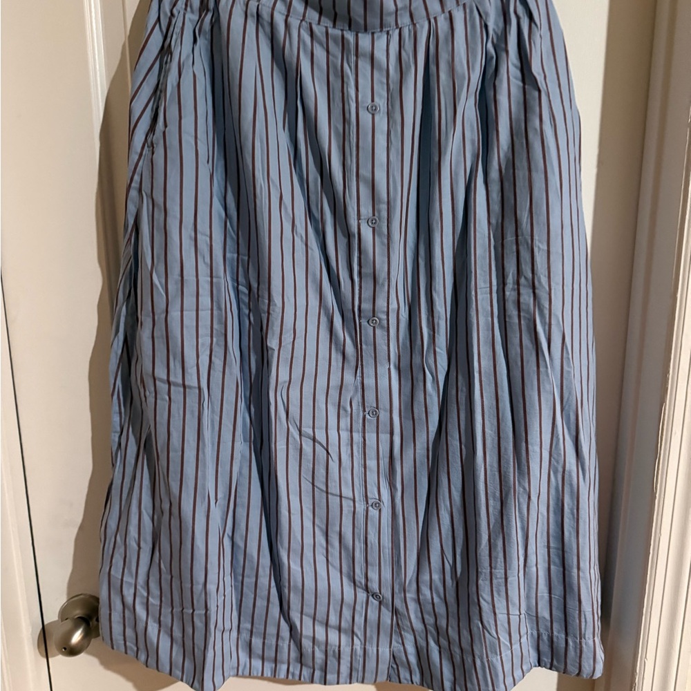 Pact Blue and White Striped Midi Skirt - Picture 5 of 8